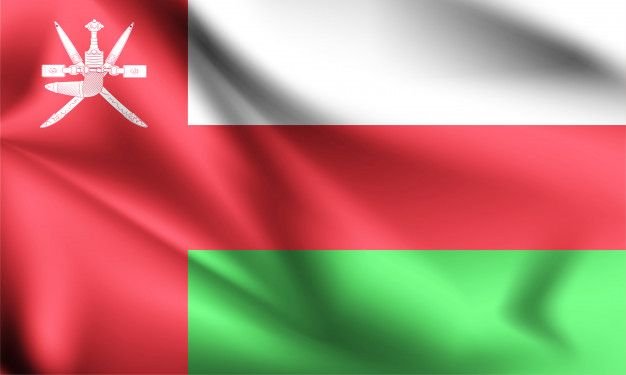 Oman flag blowing in the wind_ _ Premium Vector
